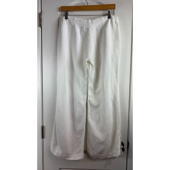 Express Women's White Linen Blend Wide Leg Pants Size 9 / 10 - Picture 2 of 12